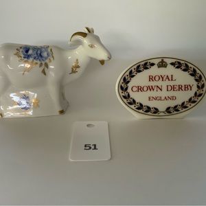 Royal Crown Derby Goat Gold Stopper Paperweight 51 Blue